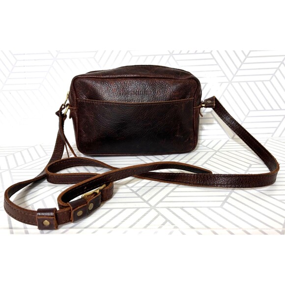 PORTLAND LEATHER Women's Bag Crossbody Shoulder Camera Purse Leather Coldbrew - Picture 1 of 16